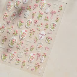 Camellia Flower Blooming Petal Floral Blue Leaves Chinese Characters Poetry Golden 5D Nail Art Sticker Adhesive Manicure Decal