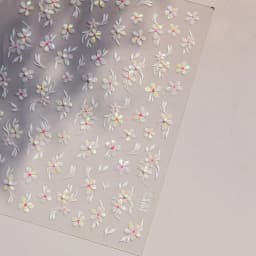 Camellia Flower Blooming Petal Floral Blue Leaves Chinese Characters Poetry Golden 5D Nail Art Sticker Adhesive Manicure Decal