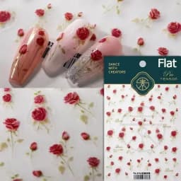 Camellia Flower Blooming Petal Floral Blue Leaves Chinese Characters Poetry Golden 5D Nail Art Sticker Adhesive Manicure Decal