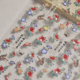 Camellia Flower Blooming Petal Floral Blue Leaves Chinese Characters Poetry Golden 5D Nail Art Sticker Adhesive Manicure Decal