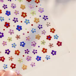 Camellia Flower Blooming Petal Floral Blue Leaves Chinese Characters Poetry Golden 5D Nail Art Sticker Adhesive Manicure Decal