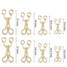 100PCS Sewing Hooks and Eyes Closure Gold Alloy Bra Hooks Sew on Snaps for Bra Clothing Replacement Trousers Skirts Crafting