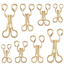 100PCS Sewing Hooks and Eyes Closure Gold Alloy Bra Hooks Sew on Snaps for Bra Clothing Replacement Trousers Skirts Crafting