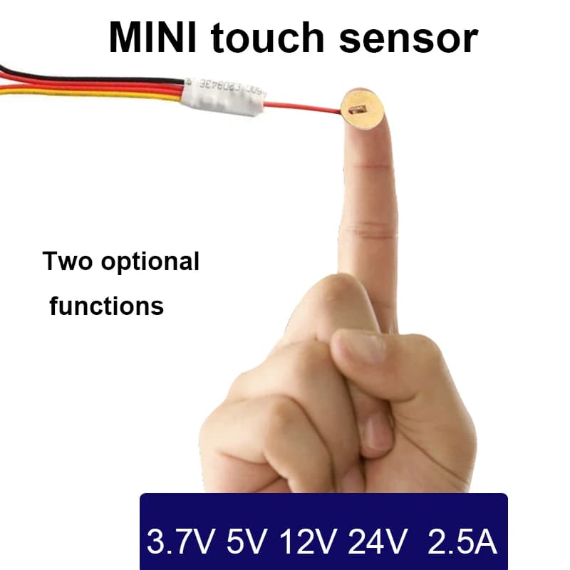 MINI Touch Sensor Switch 3.7-24V 2.5A, Dual Mode Touch Control, for LED Light/Water Level, 4mm Plastic/Glass Panel