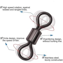 Fishing Swivels Kit Ball Bearing Rolling Swivel Fishing Tackle Saltwater Freshwater Fishing Line Connectors for Carp 200-500Pcs