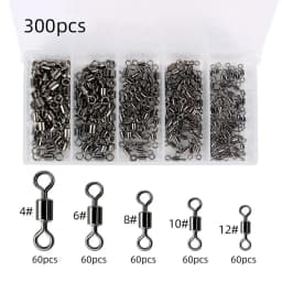 Fishing Swivels Kit Ball Bearing Rolling Swivel Fishing Tackle Saltwater Freshwater Fishing Line Connectors for Carp 200-500Pcs