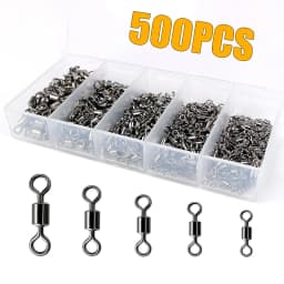 Fishing Swivels Kit Ball Bearing Rolling Swivel Fishing Tackle Saltwater Freshwater Fishing Line Connectors for Carp 200-500Pcs