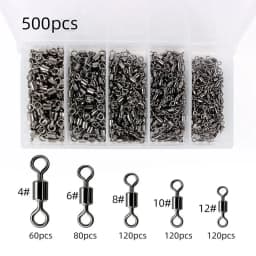 Fishing Swivels Kit Ball Bearing Rolling Swivel Fishing Tackle Saltwater Freshwater Fishing Line Connectors for Carp 200-500Pcs