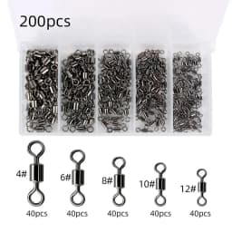 Fishing Swivels Kit Ball Bearing Rolling Swivel Fishing Tackle Saltwater Freshwater Fishing Line Connectors for Carp 200-500Pcs