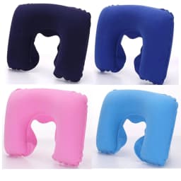 1-4Pcs Travel Pillow Car Air Flight Office Inflatable Neck Pillow Short Plush Cover PVC Support Headrest Soft Nursing Cushion