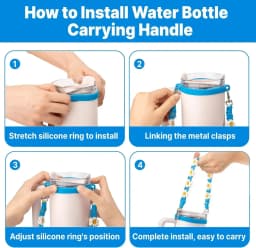 Water Bottle Handle with Strap for Owala Water Bottle Handle Fits Most 12-40oz Water Bottles for Stanley Cup for Hydro Flask