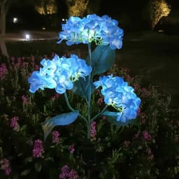1PC Solar Hydrangea Lights With 3 Heads,LED Artificial Flower Lights,Used For Outdoor Yard, Garden,Lawn,Fence,Pathway Decoration