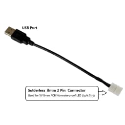 5pcs/10pcs LED Connector USB Cable to 2Pin 8MM 10MM Solderless Quick Connectors for 5V SMD 2835 3528 5050 LED Ribbon Strip Light