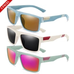 3 Pairs Polarized Glasses Square Sunglasses UV400 Outdoor Sports Fishing Cycling Running Driving Men Women Party Wear Goggles