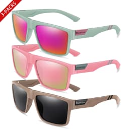 3 Pairs Polarized Glasses Square Sunglasses UV400 Outdoor Sports Fishing Cycling Running Driving Men Women Party Wear Goggles
