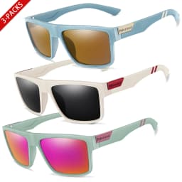 3 Pairs Polarized Glasses Square Sunglasses UV400 Outdoor Sports Fishing Cycling Running Driving Men Women Party Wear Goggles
