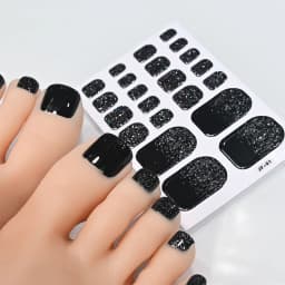 5Sheets/110Tips Summer Glitter Toe Nail Stickers Full Cover Nail Wraps Solid Color Adhesive Toenails Decals for Women DIY Foot &