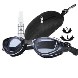 Custom Myopia Prescription Swim Goggles for Adult Kids, Anti-Fog,Left/Right Different Power (-6.0 to Plano), Adjustable Strap