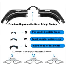 Custom Myopia Prescription Swim Goggles for Adult Kids, Anti-Fog,Left/Right Different Power (-6.0 to Plano), Adjustable Strap