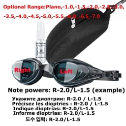 Custom Myopia Prescription Swim Goggles for Adult Kids, Anti-Fog,Left/Right Different Power (-6.0 to Plano), Adjustable Strap