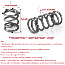 65Mn Wire Diameter 0.6/0.7/0.8mm Spring Steel Compression Spring Extended Extra Long Pressure Springs OD:3-18mm Length:150-300mm