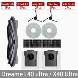 Dreame L40 Ultra / X40 Ultra Robot Vacuum Accessories Dust Bags Mop Main Side Brushes Cloths HEPA Filters Spare Parts