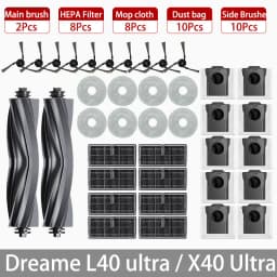 Dreame L40 Ultra / X40 Ultra Robot Vacuum Accessories Dust Bags Mop Main Side Brushes Cloths HEPA Filters Spare Parts