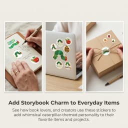 500Pcs/Roll Greedy Eat Rich Caterpillar Stickers 2.5cm/0.98'' 8 Designs Decals Diy Adorn Gifts Suitable for Various Gift Decor