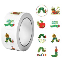 500Pcs/Roll Greedy Eat Rich Caterpillar Stickers 2.5cm/0.98'' 8 Designs Decals Diy Adorn Gifts Suitable for Various Gift Decor