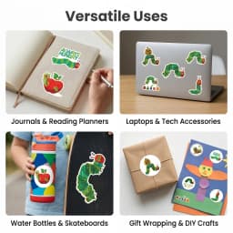 500Pcs/Roll Greedy Eat Rich Caterpillar Stickers 2.5cm/0.98'' 8 Designs Decals Diy Adorn Gifts Suitable for Various Gift Decor