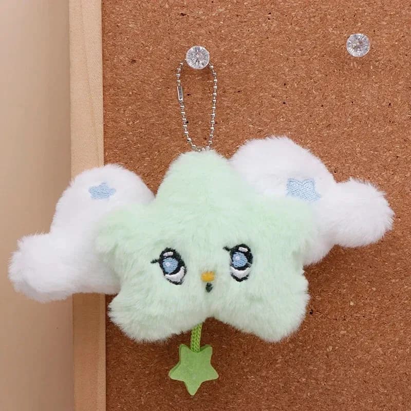 1Pc Kpop Idol SION RIKU YUSHI JAEHEE RYO SAKUYA Single [ Wish ] Wichu Keyring Same Green Star with Wings Bag Charm Gifts S