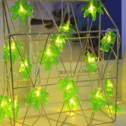 1PC Green Maple Leaf LED String Light,Battery-Powered Fairy Light,Decorative Lighting For Indoor/Outdoor Camping,Fence,Yard,Lawn
