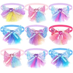10PCS Mixed Colors Dog Bow Ties Collars Adjustable Angel Wings Pet Dog Bowties Fashion Pet Grooming Accessories For Dogs