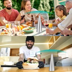 1/3 Pack Fly Fans for Tables Fly Swatter for Indoors USB/Battery Powered Tabletop Fly Killer for Kitchen Food Safety Device