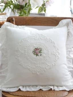 BUYNOW 1PC Flower Embroidered Lace Pillowcase Idyllic Living Room Sofa Cushion Cover Home Bedroom Saddle Decor Cojines Para Sala