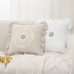 BUYNOW 1PC Flower Embroidered Lace Pillowcase Idyllic Living Room Sofa Cushion Cover Home Bedroom Saddle Decor Cojines Para Sala