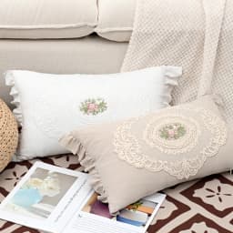 BUYNOW 1PC Flower Embroidered Lace Pillowcase Idyllic Living Room Sofa Cushion Cover Home Bedroom Saddle Decor Cojines Para Sala