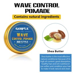 GOIPLE Men Wave Control Hair Pomade Lasting Styling Hair Mud Waves Layered 360 Style Wax Cream Pirate Hat and Plastic Brush 4pcs