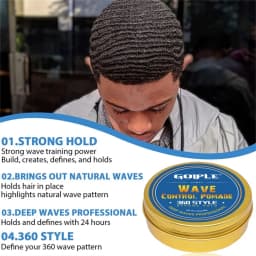 GOIPLE Men Wave Control Hair Pomade Lasting Styling Hair Mud Waves Layered 360 Style Wax Cream Pirate Hat and Plastic Brush 4pcs