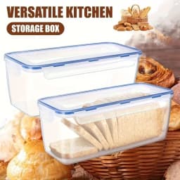 Plastic Bread Storage Box Airtight Food Storage Container Sandwich Bread Keeper with Lid Loaf Bread Container Kitchen Organizer