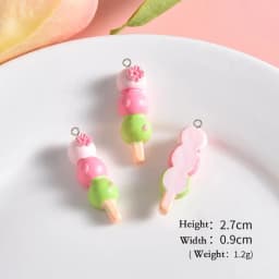10Pcs Cute Pink Flowers Cake Donut Series Resin Charms Cherry Blossom Earring Keychain Pendants for Jewelry Making DIY Accessory