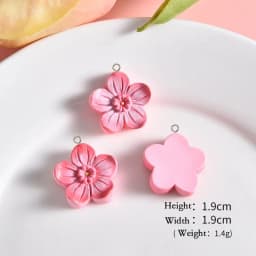 10Pcs Cute Pink Flowers Cake Donut Series Resin Charms Cherry Blossom Earring Keychain Pendants for Jewelry Making DIY Accessory