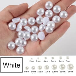 30-1000Pcs Half Flatback Imitation Pearls Beads White/Beige ABS Half Round Loose Bead For Nail Art DIY Craft Garment 2-16mm