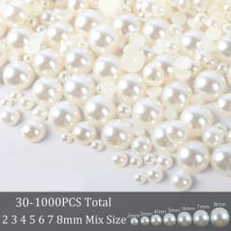 30-1000Pcs Half Flatback Imitation Pearls Beads White/Beige ABS Half Round Loose Bead For Nail Art DIY Craft Garment 2-16mm