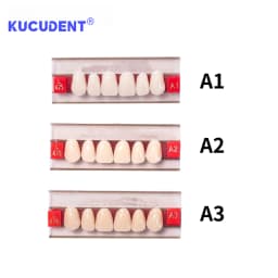 84 Pcs/Set Dental Acrylic Resin Teeth - Full Upper & Lower Denture Set A1/A2/A3 Shades for Dentists Lab | S/M/L Sizes