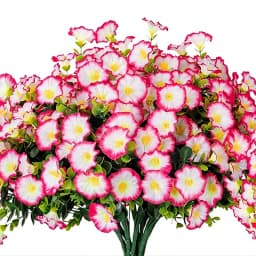 4/12Pcs Artificial Flowers Fake Silk Morning Glory Flower Eucalyptus Plants UV Resistant Garden Summer House Outdoor Decoration