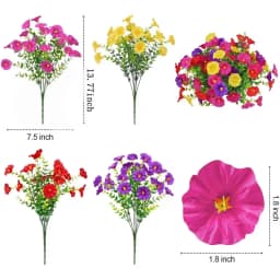 4/12Pcs Artificial Flowers Fake Silk Morning Glory Flower Eucalyptus Plants UV Resistant Garden Summer House Outdoor Decoration
