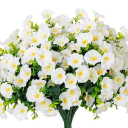 4/12Pcs Artificial Flowers Fake Silk Morning Glory Flower Eucalyptus Plants UV Resistant Garden Summer House Outdoor Decoration