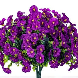 4/12Pcs Artificial Flowers Fake Silk Morning Glory Flower Eucalyptus Plants UV Resistant Garden Summer House Outdoor Decoration