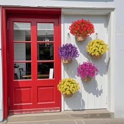 4/12Pcs Artificial Flowers Fake Silk Morning Glory Flower Eucalyptus Plants UV Resistant Garden Summer House Outdoor Decoration